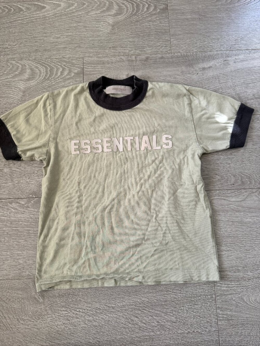 Fear of God Essentials Kids Ringer T Shirt Boys Size 8 Sage Green